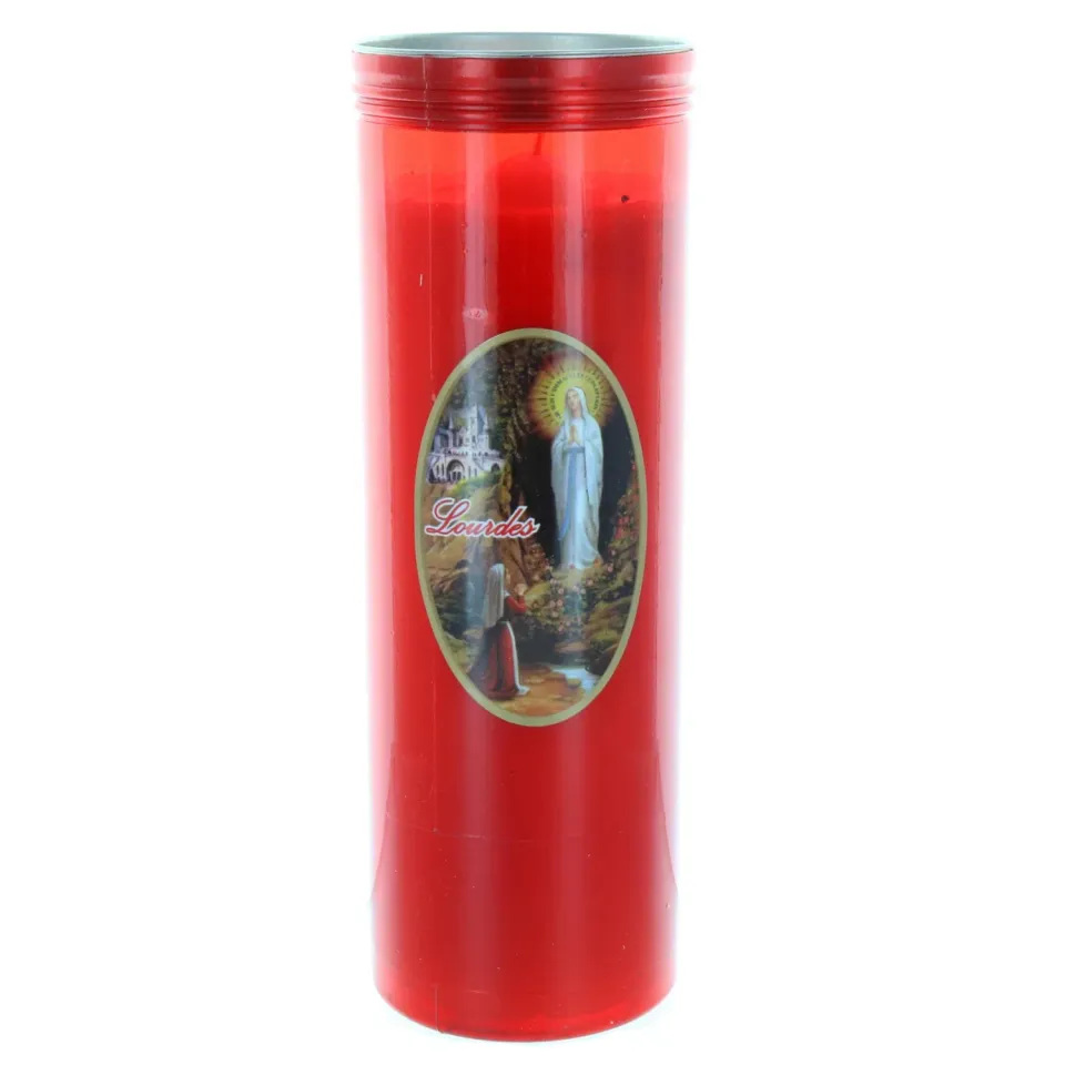 Palais du Rosaire Lourdes Votivkerze rot groß 24 cm