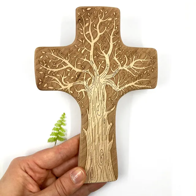 Rosenkränze Scheichelbauer Lebensbaum Holzkreuz 18 cm Buche