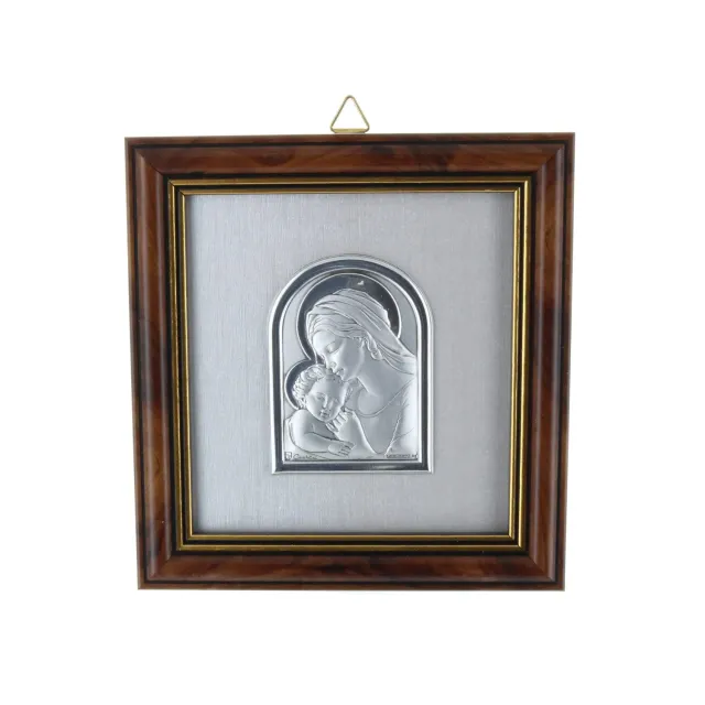 Palais du Rosaire Maria mit Kind Holzbild gold 11x11,7 cm
