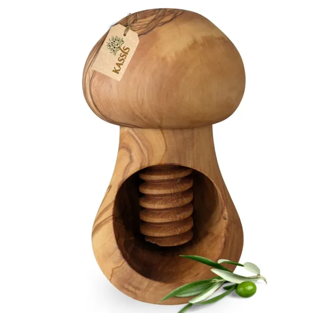 Kassis Geschenkartikel Nussknacker Nussöffner Olivenholz Schraubmechanik
