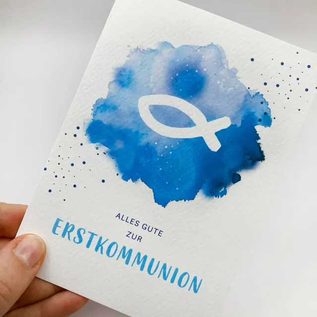 Scheichelbauer Fisch Glückwunschkarte Kommunion DIN A6