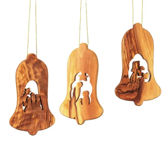 Kassis Krippen-Anhänger Olivenholz 3er Set Weihnachtsdeko