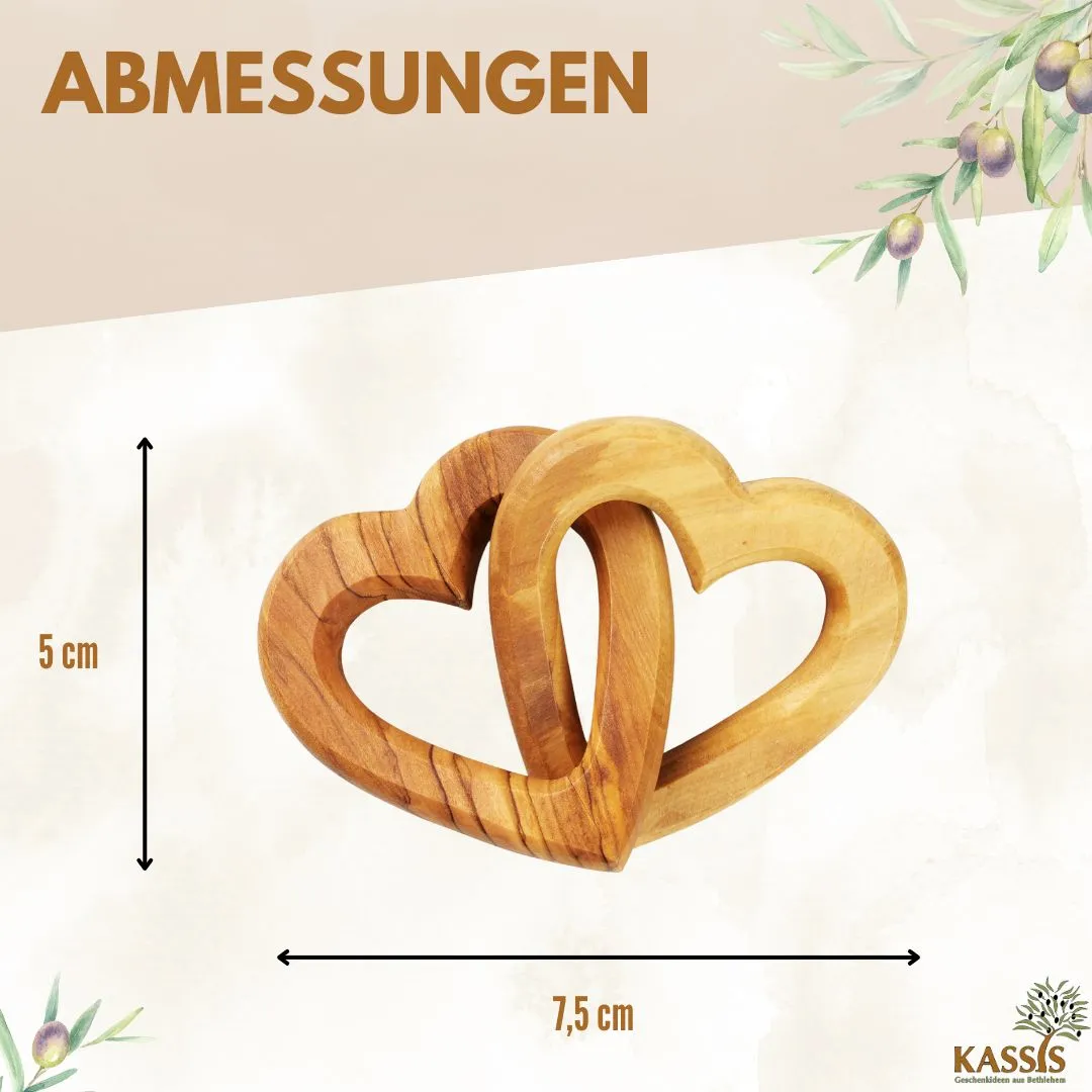 Kassis Geschenkartikel Verbundene Herzen Schlüsselanhänger Olivenholz