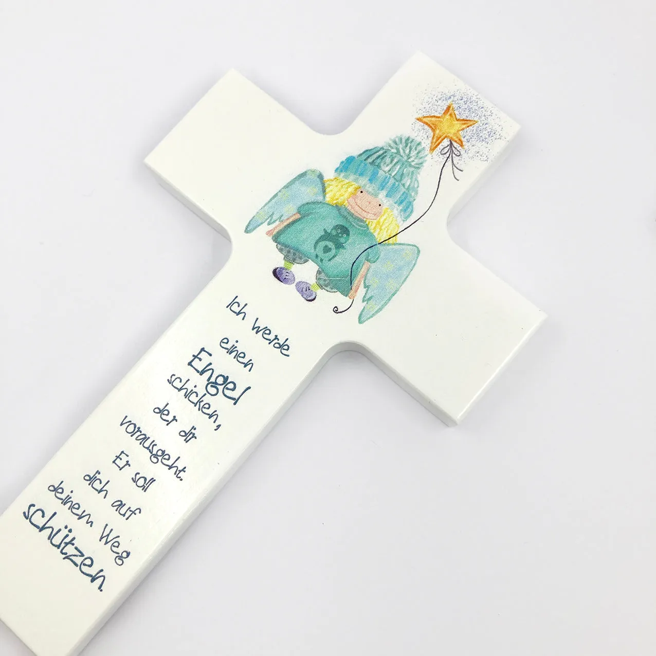 Scheichelbauer Kinderkreuz Holz weiß Engel Stern 15 cm