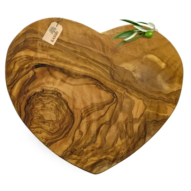 Kassis Servierbrett Herz Olivenholz Holzbrett 22x19 cm