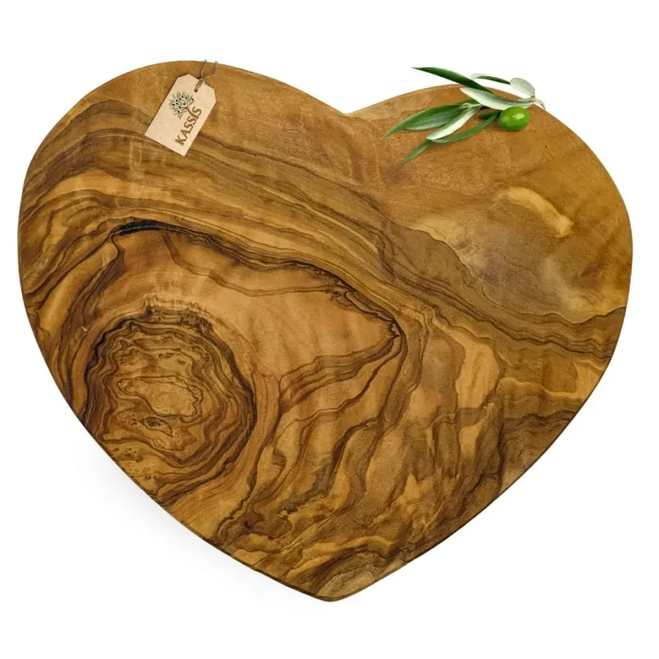 Kassis Servierbrett Herz Olivenholz Holzbrett 22x19 cm