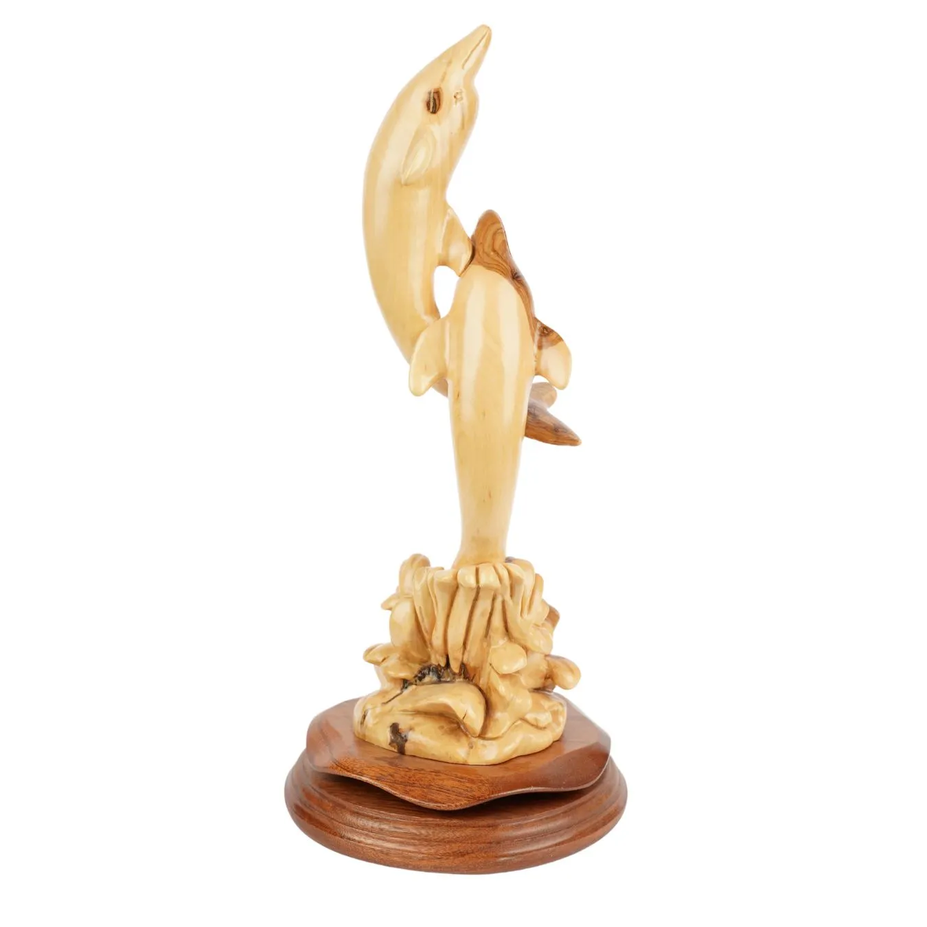 Kassis Zwei Delfine Skulptur Olivenholz 32 cm Bethlehem