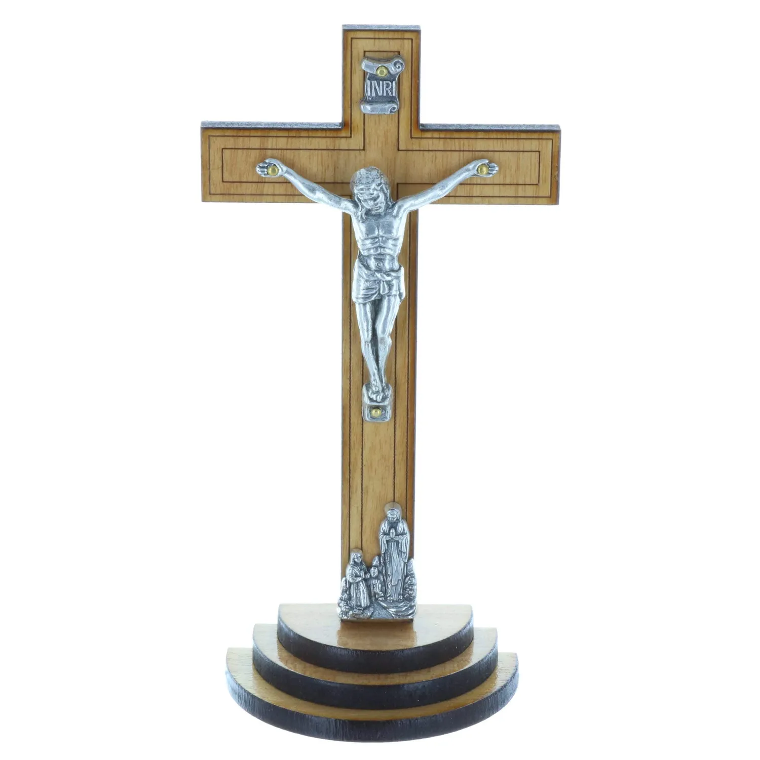 Palais du Rosaire Kruzifix Holz Silber Christus 13,5 cm