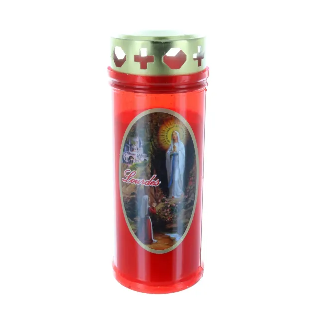 Palais du Rosaire Lourdes Votivkerze rot Outdoor 16,5 cm