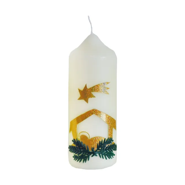 CERION W 101 Weihnachtskerze 160x60 mm handverziert rußarm