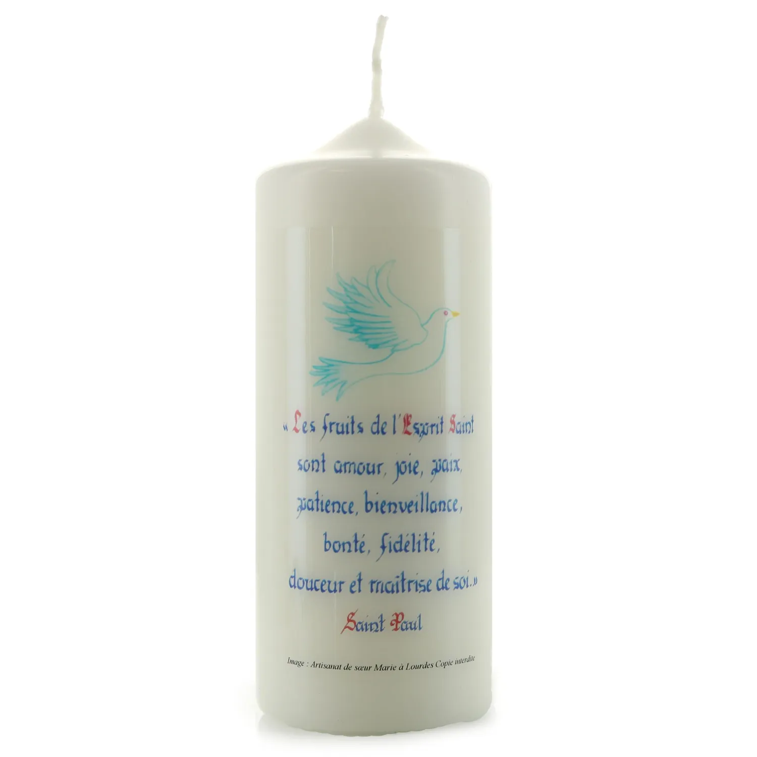 Palais du Rosaire Kerze weiß 15x6 cm religiöse Zitate