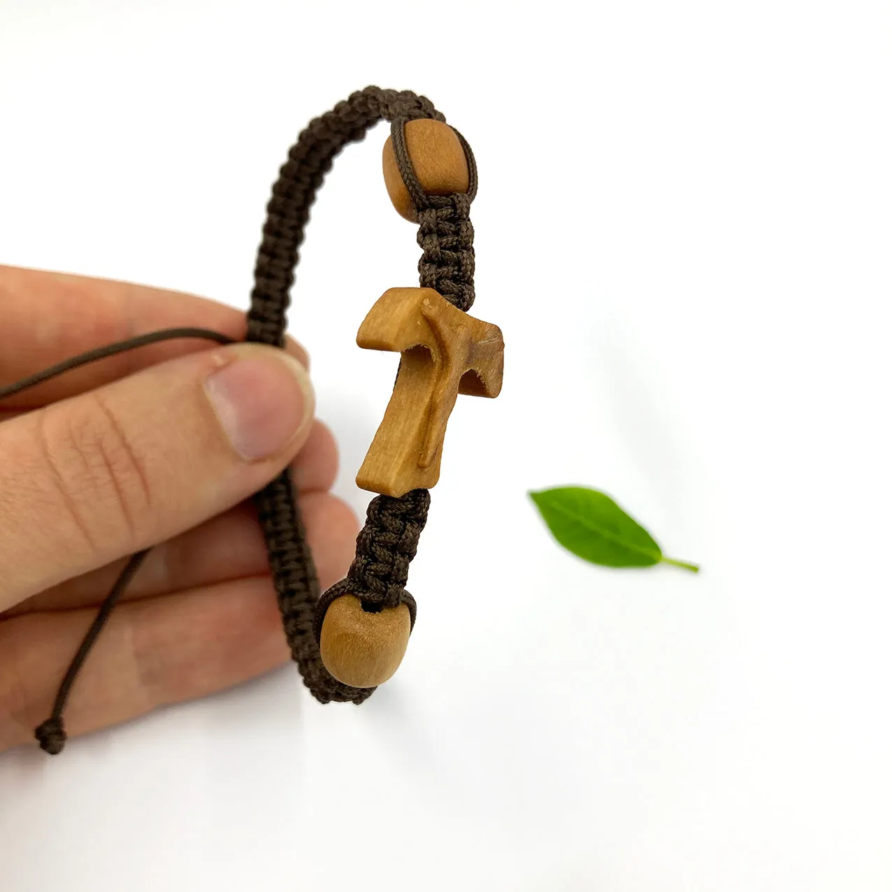 Scheichelbauer Armband Tau-Kreuz Olivenholz geknüpft verstellbar
