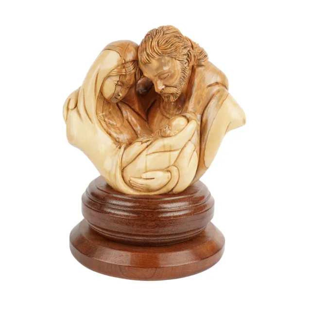 Kassis Heilige Familie im Kreis der Liebe Skulptur 21 cm Olivenholz