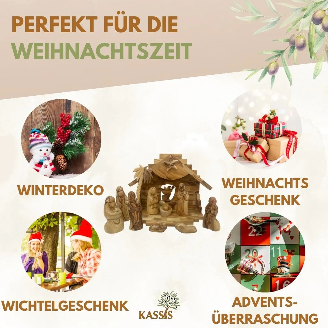 Kassis Weihnachtskrippe Olivenholz Set Figuren ohne Gesicht