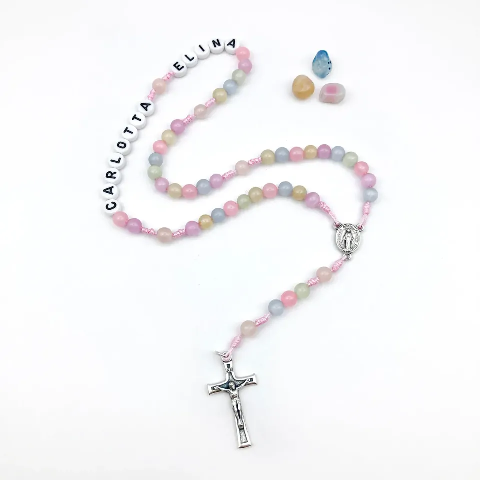 Scheichelbauer Regenbogen Rosenkranz Glas mit Name 31 cm