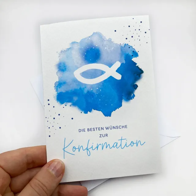 Scheichelbauer Konfirmation Fisch Glückwunschkarte A6