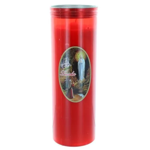 Palais du Rosaire Lourdes Votivkerze rot groß 24 cm
