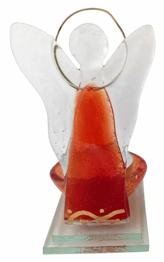 KVN Glas-Engel zum Stellen mit Teelicht rot 11,8 x 6 x 7 cm