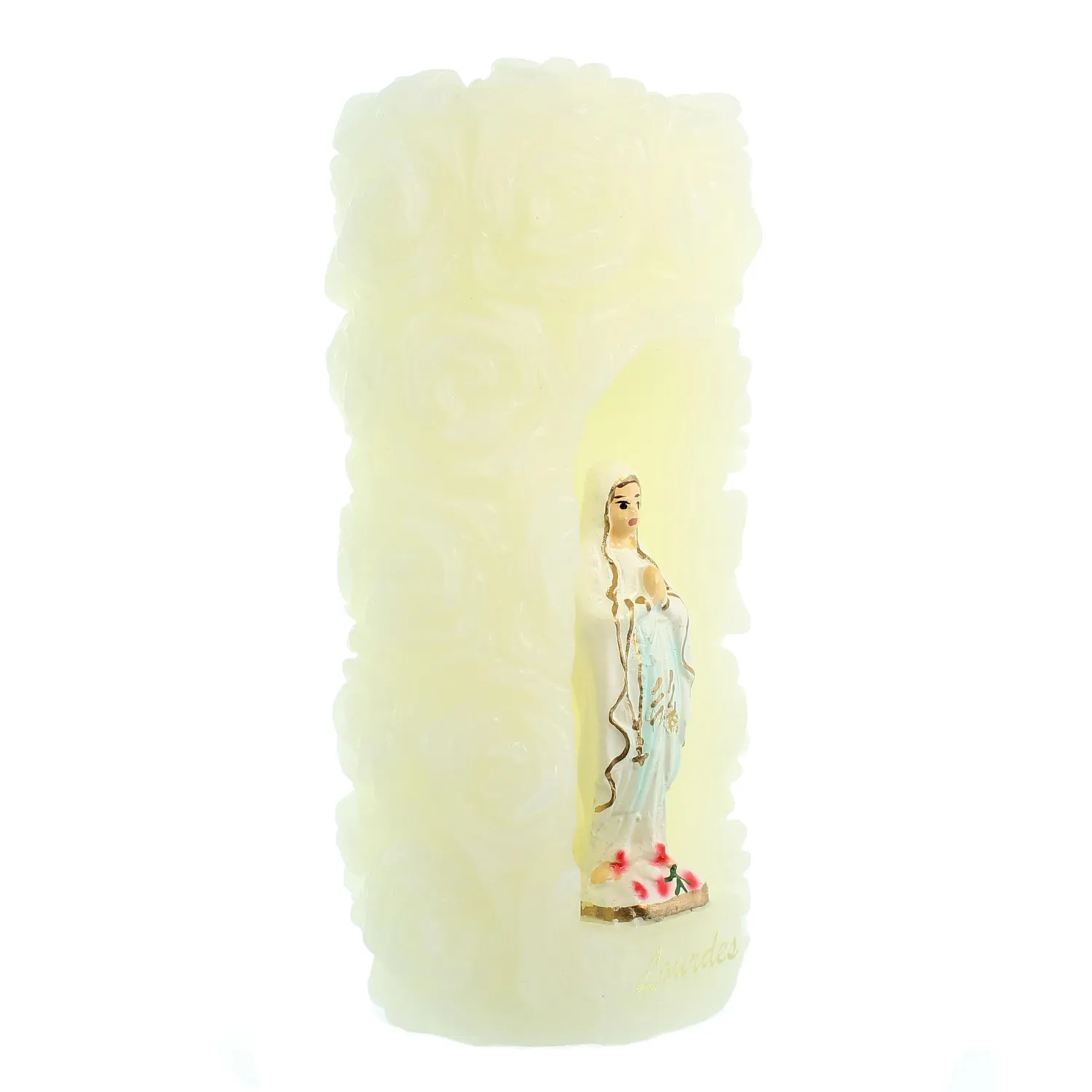 Palais du Rosaire Kerze Notre Dame de Lourdes Relief 5x15 cm