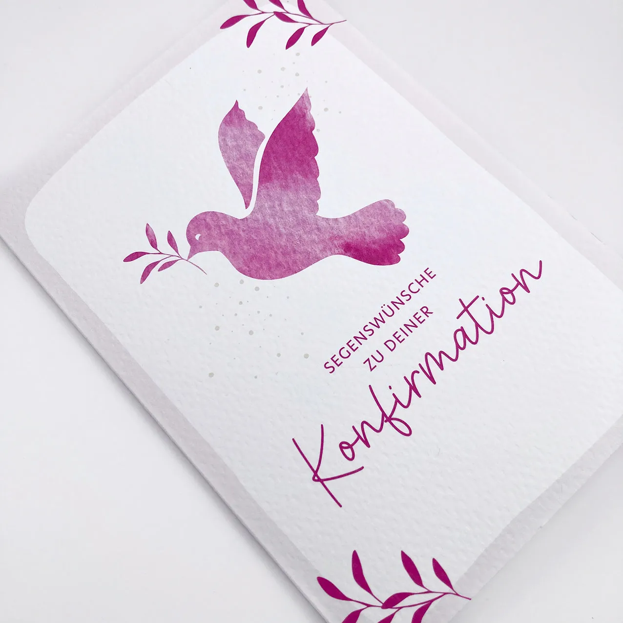 Scheichelbauer Taube Glückwunschkarte Konfirmation A6 pink