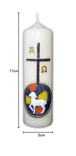 KVN Osterkerze Kreuz Lamm 150x50mm handveredelt