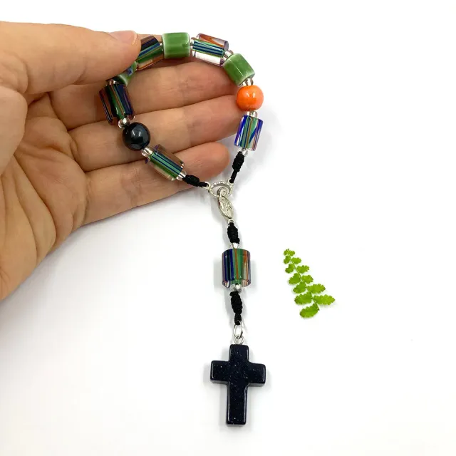 Scheichelbauer Design-Unikat Rosenkranz schwarz grün 16,5 cm
