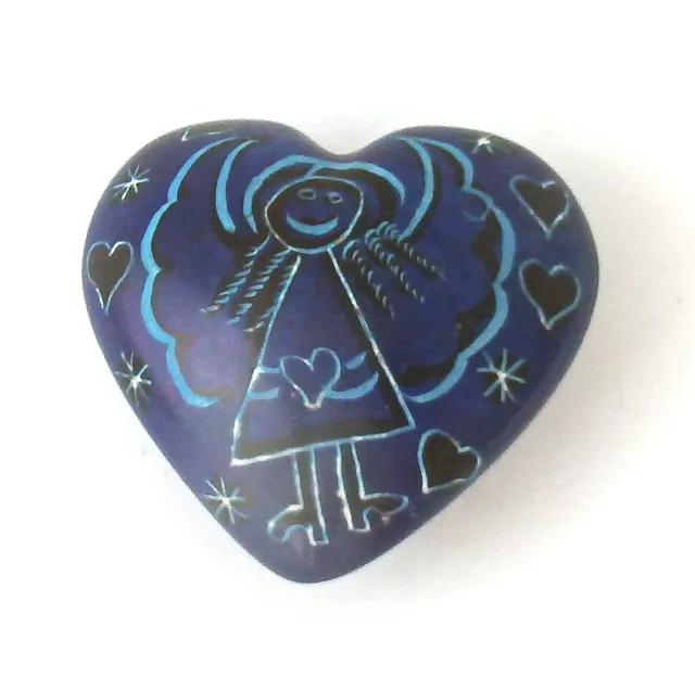 KVN Handschmeichler Speckstein-Herz blau Engel 5,4 cm