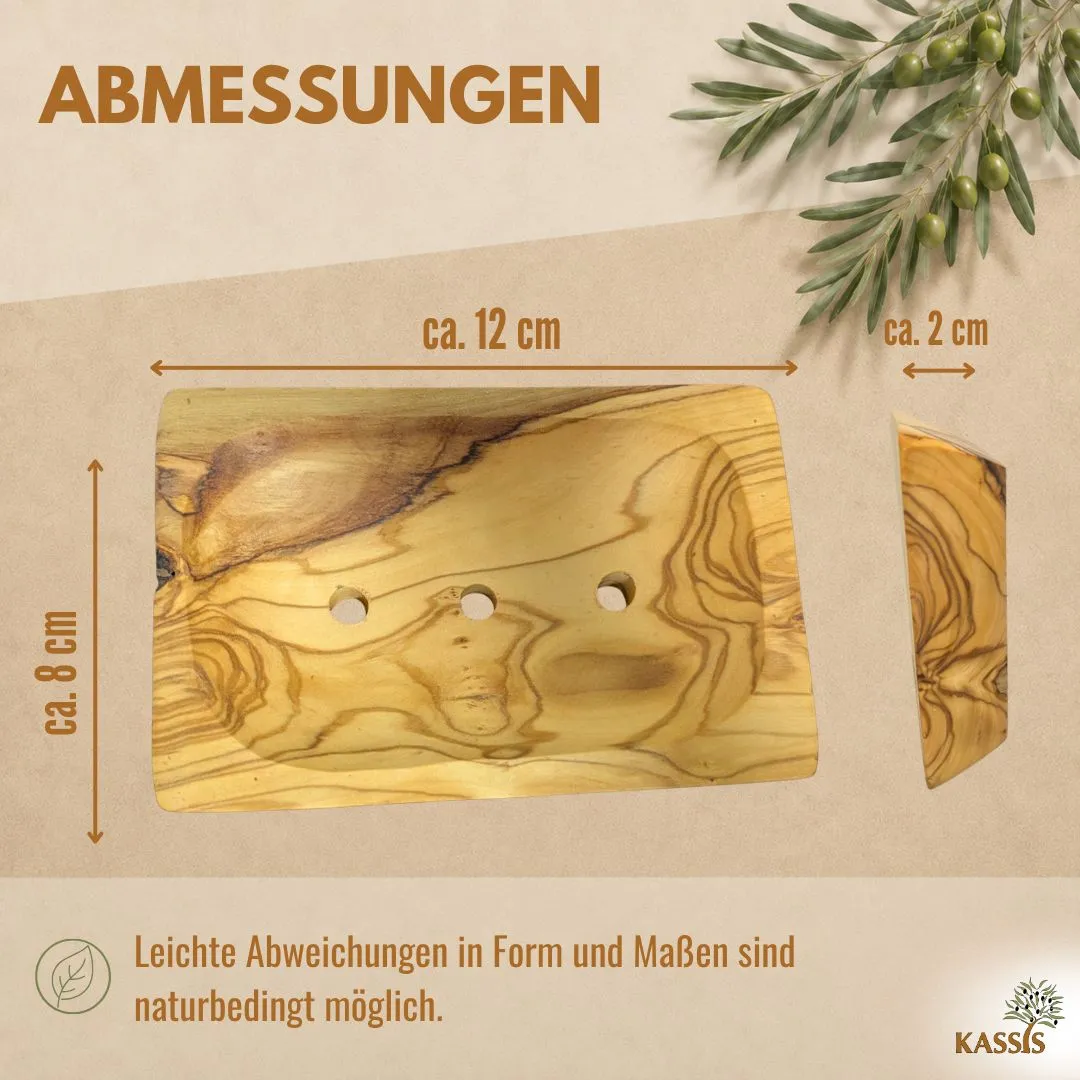 Kassis Seifenhalter Seifenschale Olivenholz 12x8 cm Ablauflöcher