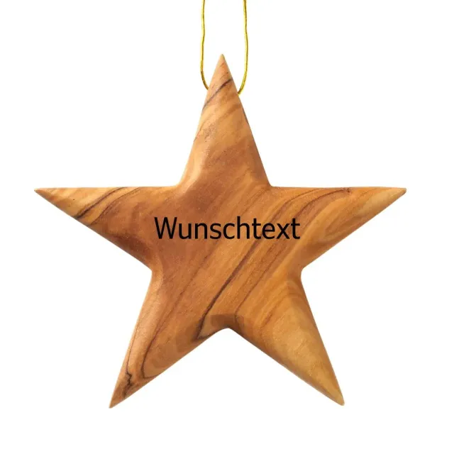 Kassis Geschenkartikel Stern Anhänger 8 cm Olivenholz mit Gravur