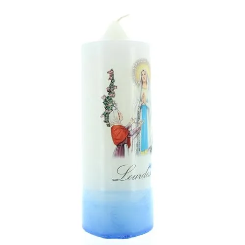 Palais du Rosaire Lourdes Weiße Kerze 6x15 cm Pflanzenwachs