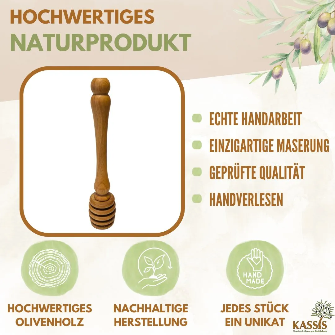 Kassis Honiglöffel Olivenholz Honigrührer mit Ersatzköpfen