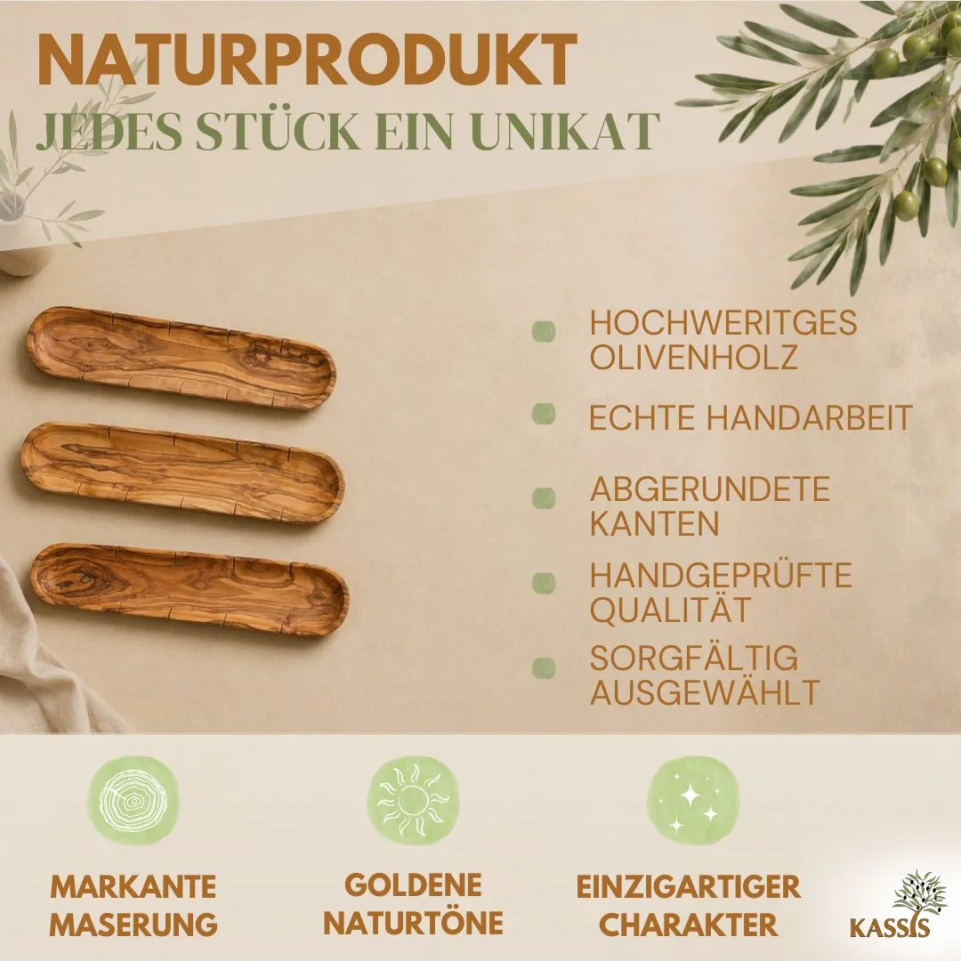 Kassis Baguettebrett Olivenholz Schneidebrett mit Einschnitten