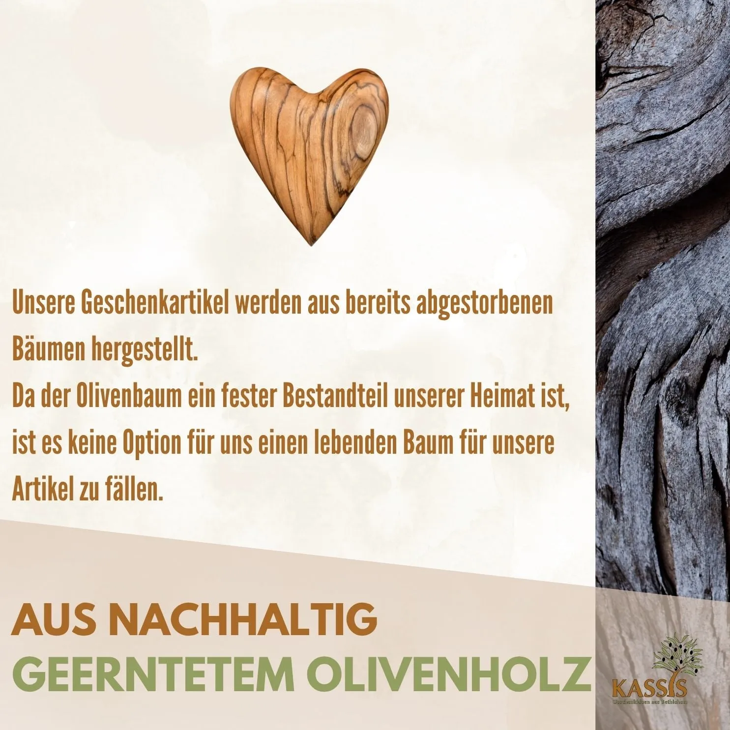 Kassis Geschenkartikel Herz Handschmeichler Olivenholz mit Gravur