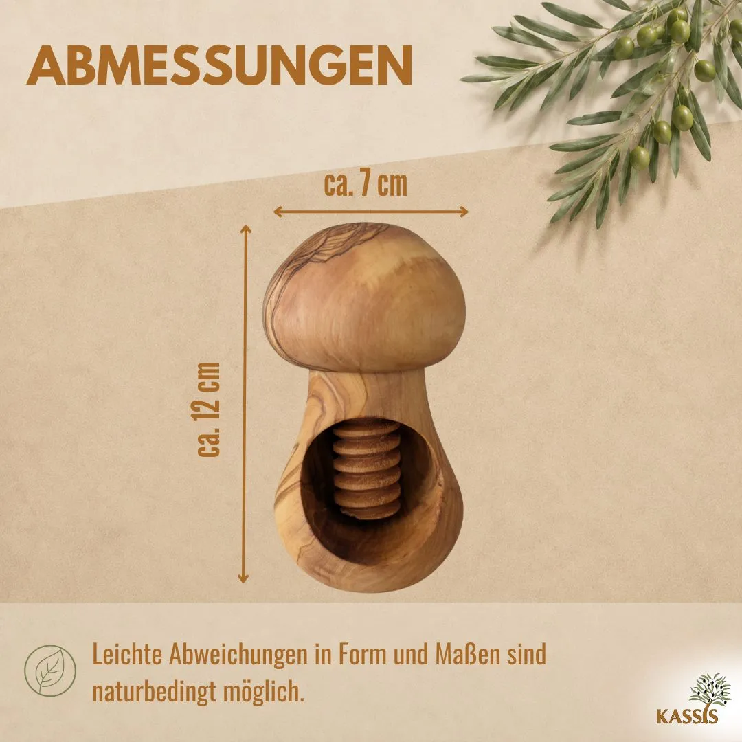 Kassis Geschenkartikel Nussknacker Nussöffner Olivenholz Schraubmechanik