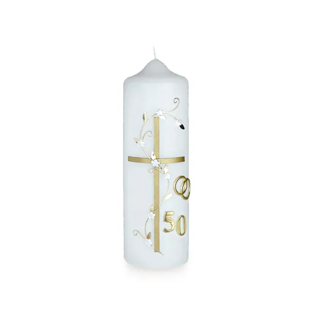 CERION Hochzeitskerze H 13 165x60 mm gold handverziert