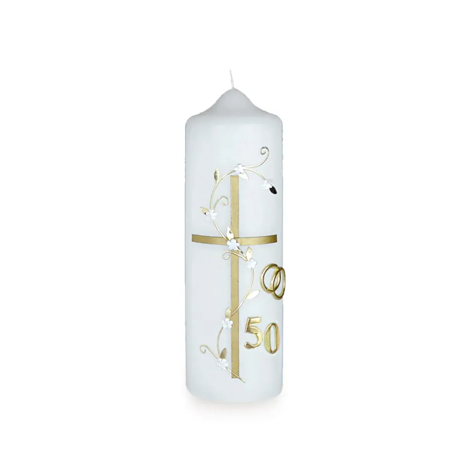 CERION Hochzeitskerze H 13 165x60 mm gold handverziert
