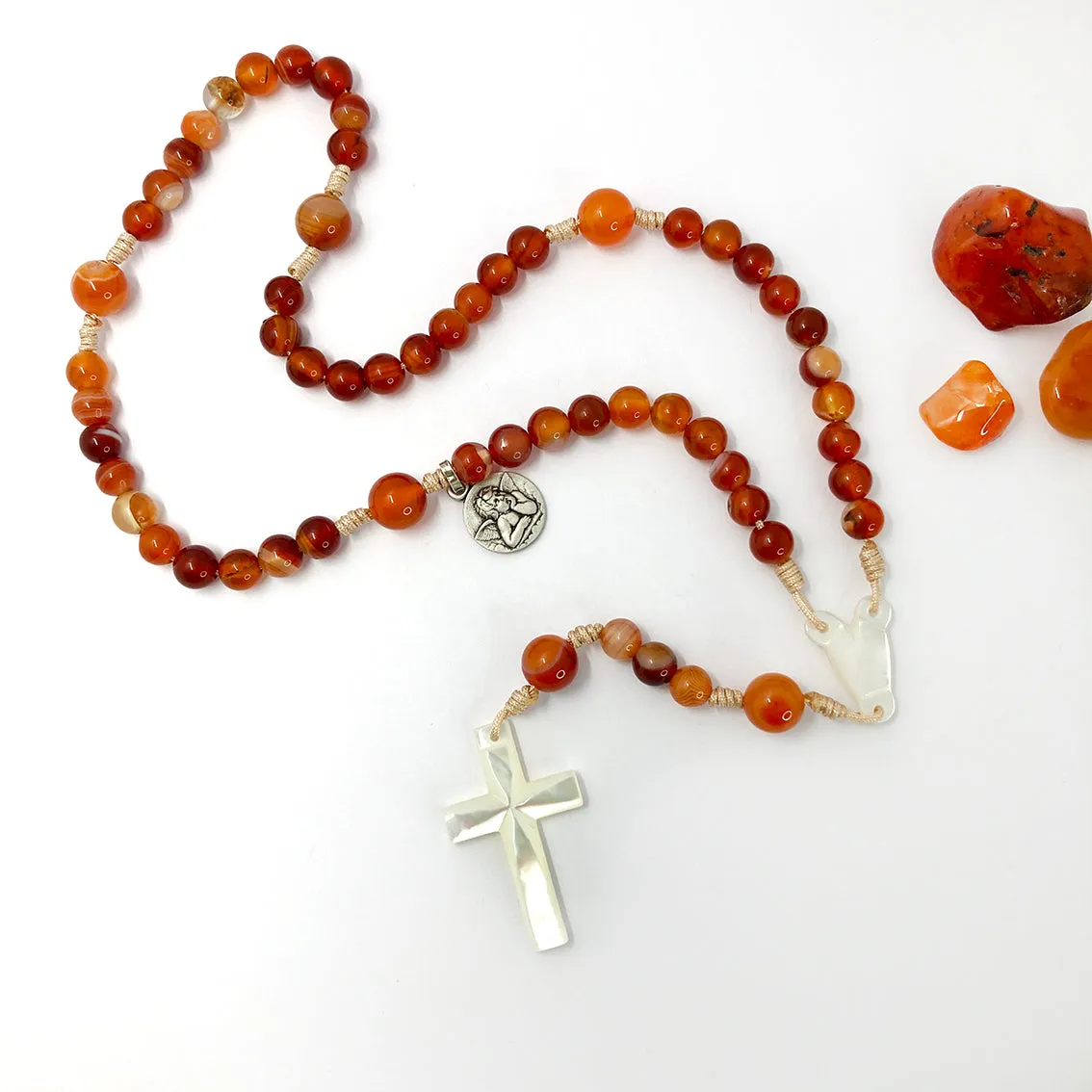 Rosenkränze Scheichelbauer Rosenkranz Achat Perlmutt orange 30cm