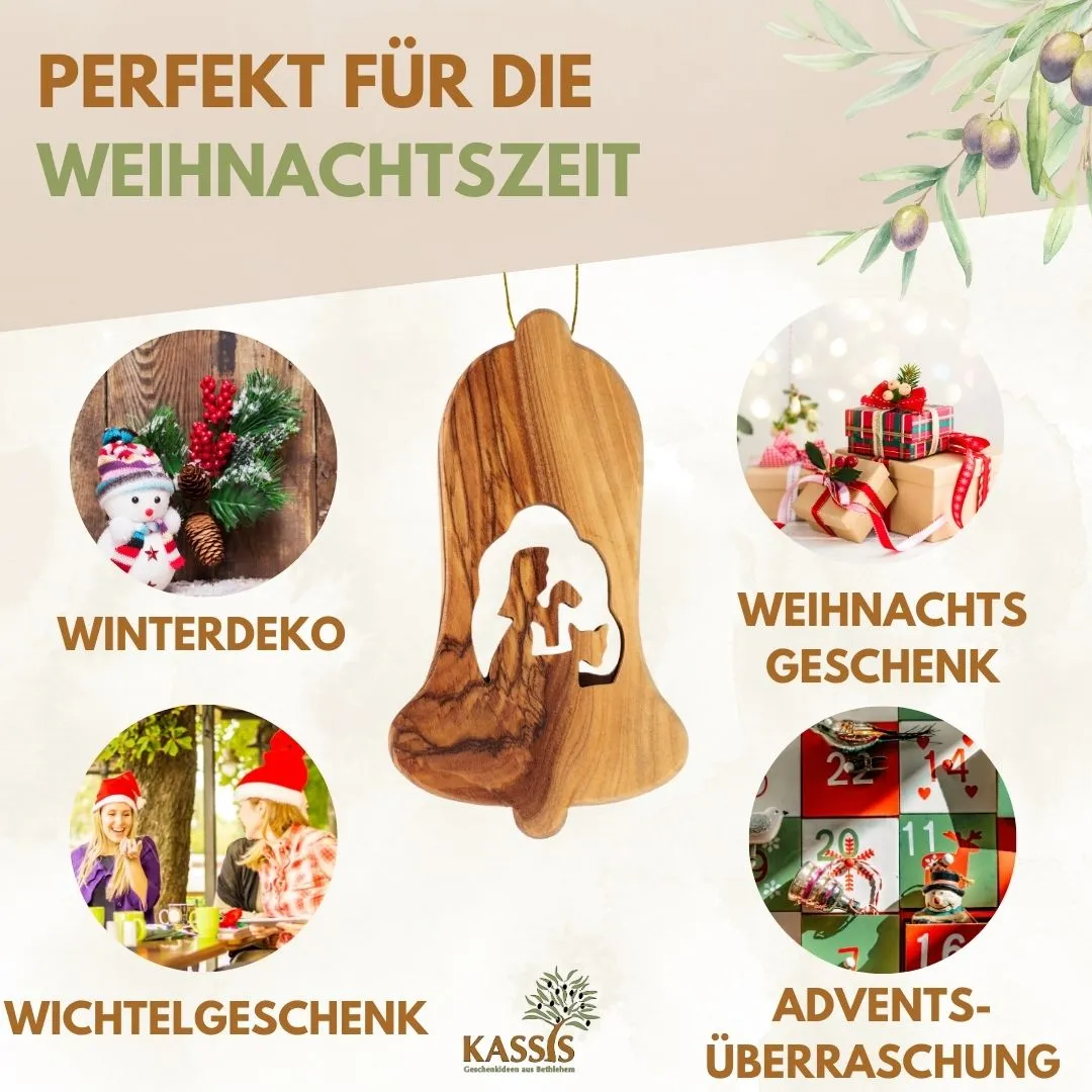 Kassis Krippen-Anhänger Olivenholz 3er Set Weihnachtsdeko