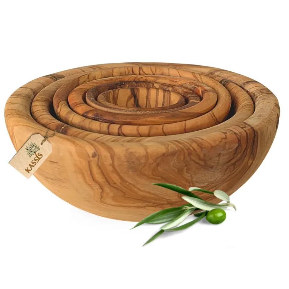 Kassis Geschenkartikel Schalenset Holzschalen Olivenholz stapelbar