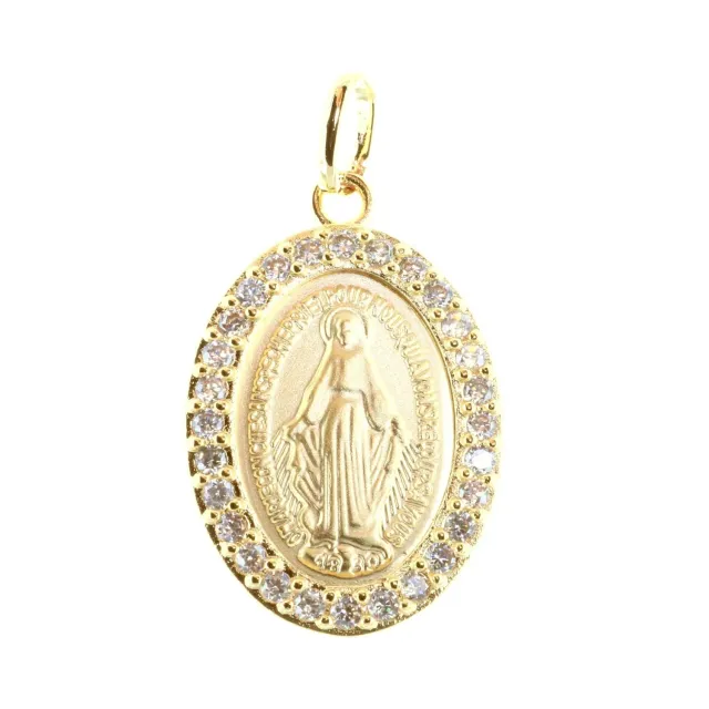 Palais du Rosaire Wundermaria Medaille vergoldet Strass 25 mm