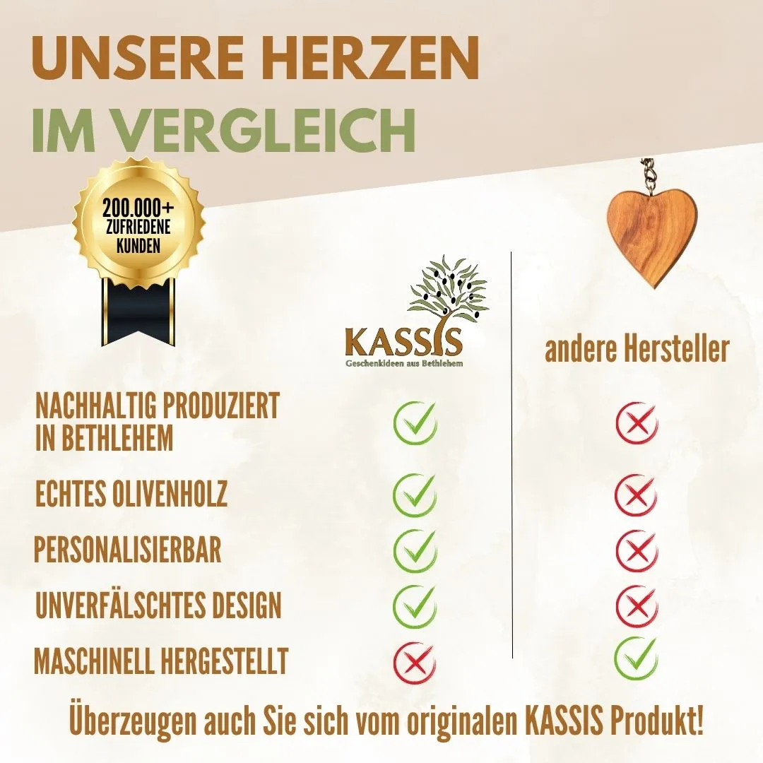 Kassis Geschenkartikel Herz Schlüsselanhänger Olivenholz