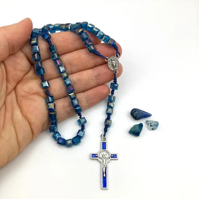Rosenkränze Scheichelbauer Design-Unikat Glasperlen-Rosenkranz blau