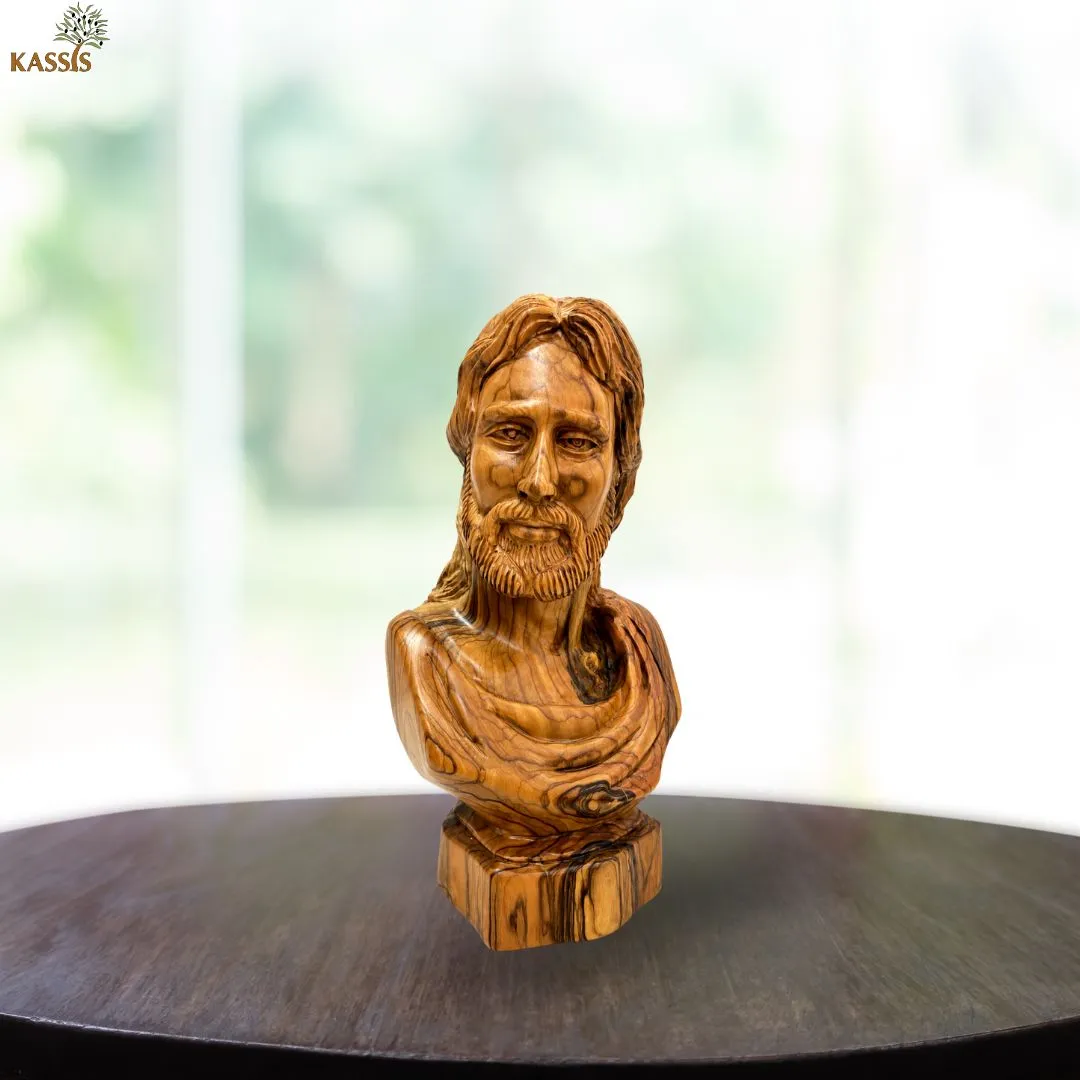 Kassis Jesus Christus Portrait Büste Olivenholz Skulptur