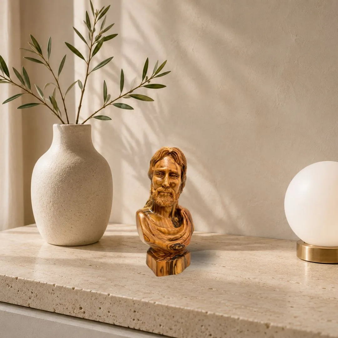 Kassis Jesus Christus Portrait Büste Olivenholz Skulptur