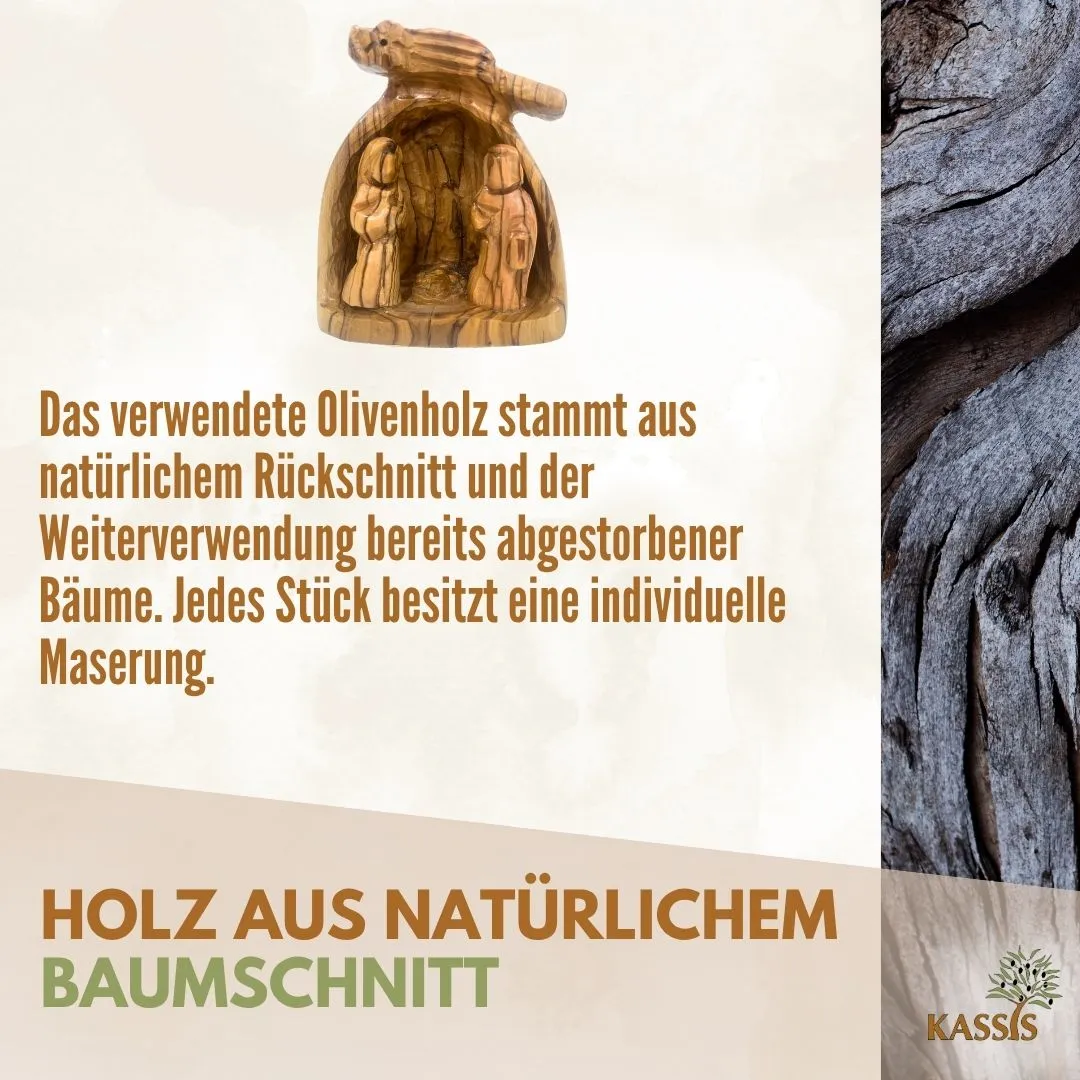 Kassis Geschenkartikel Weihnachtskrippe Olivenholz 10 cm