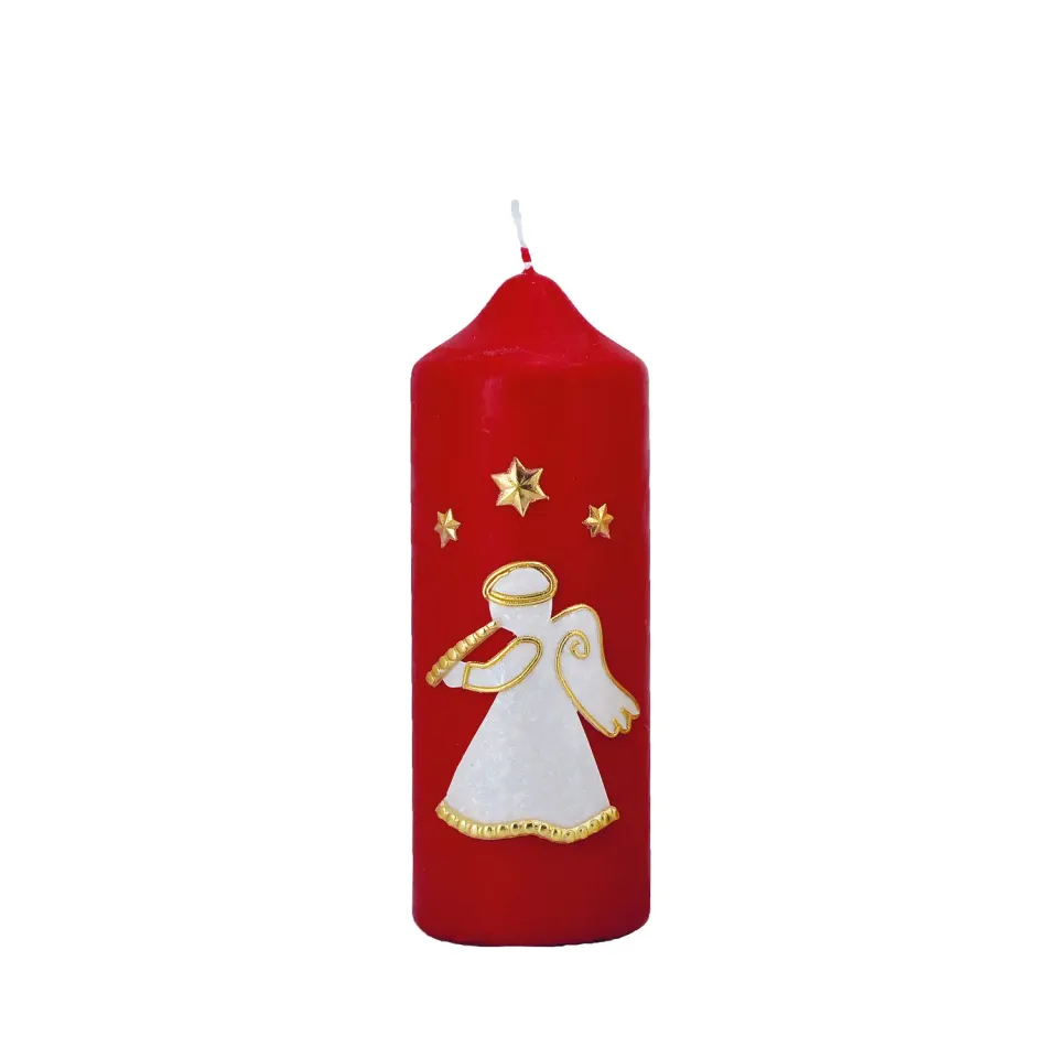 CERION W 80 Weihnachtskerze 165x60 mm rot handverziert