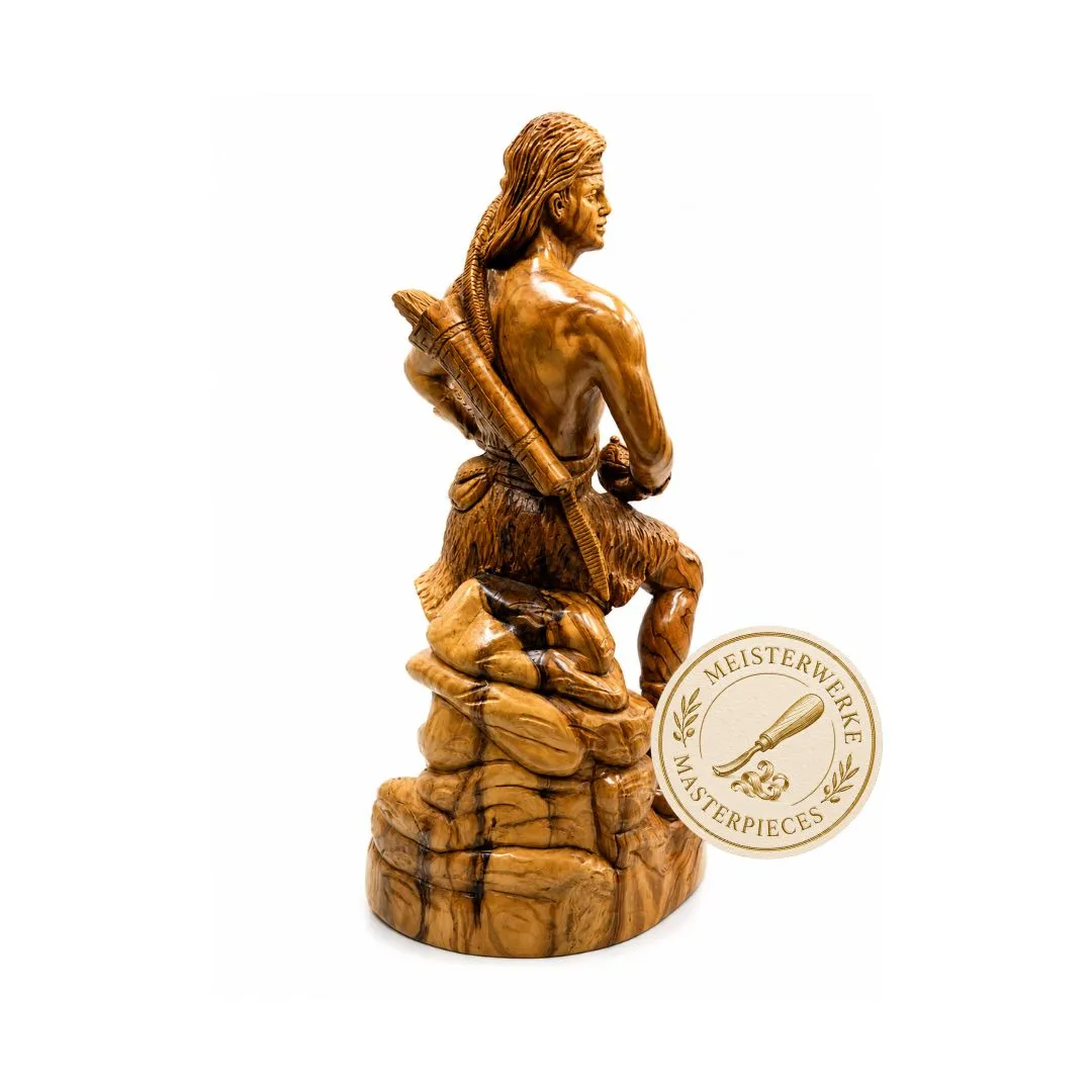 Kassis Captain Moroni Warrior Statue Olivenholz handgeschnitzt