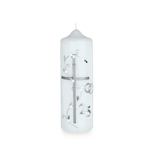 CERION H 12 Hochzeitskerze 165x60 mm silber handverziert
