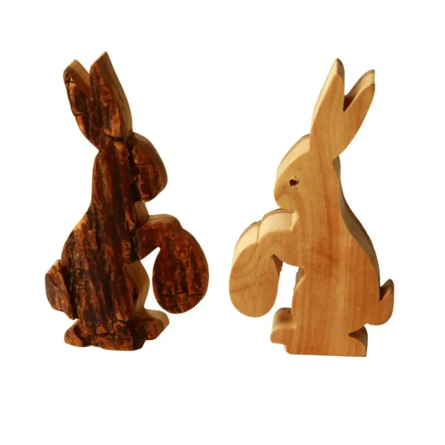 Kassis Osterhase mit Ei Tischdeko aus Olivenholz Rinde