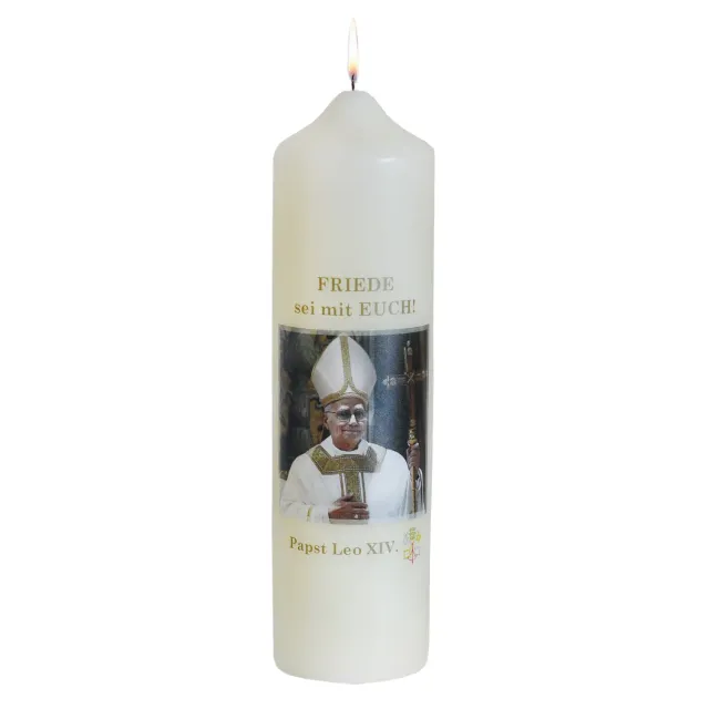 CERION PL 22 Fotokerze Papst Leo XIV. 215x60 mm